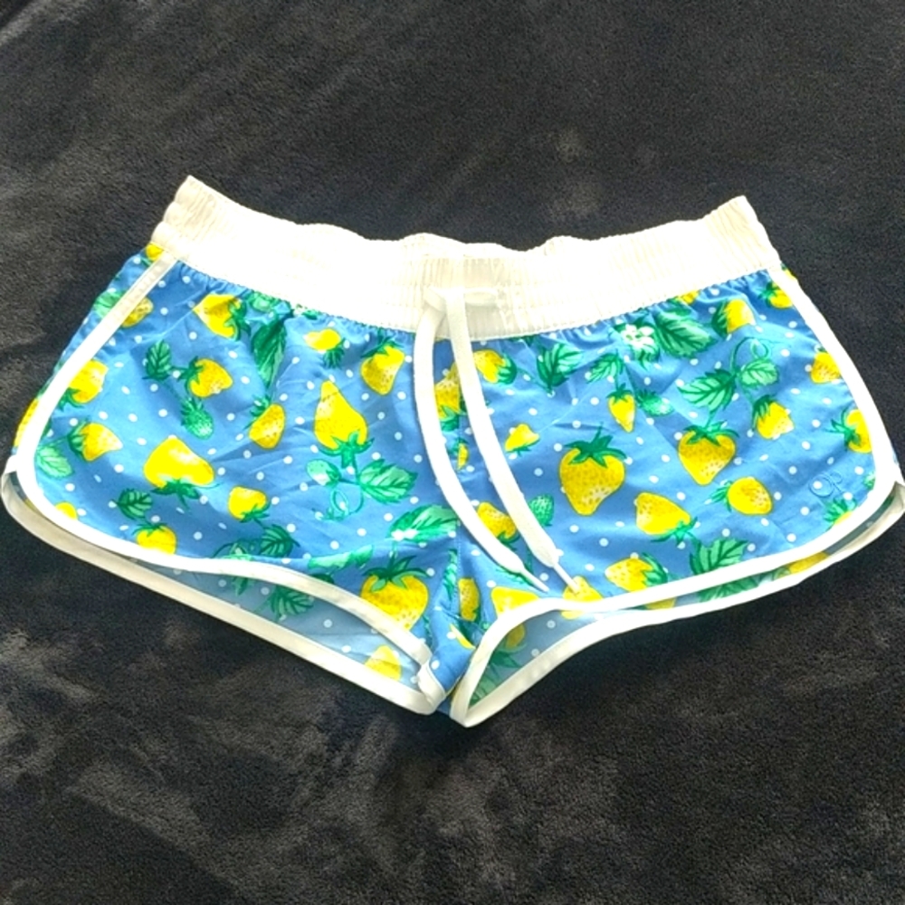 Yellow Strawberry Swim Bottom Shorts